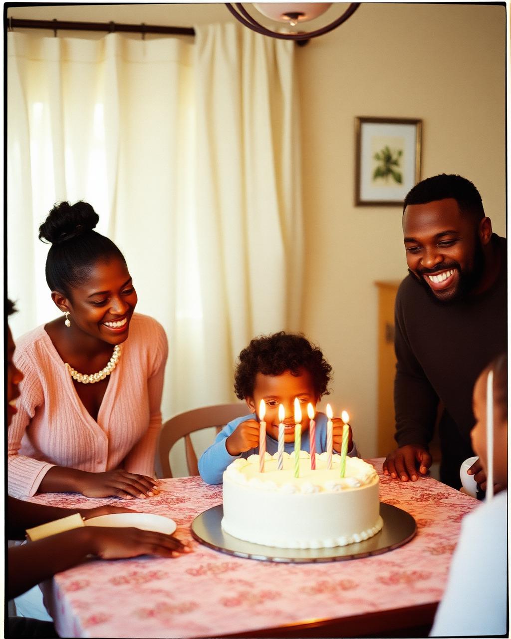 Family celebrating a kid's birthday